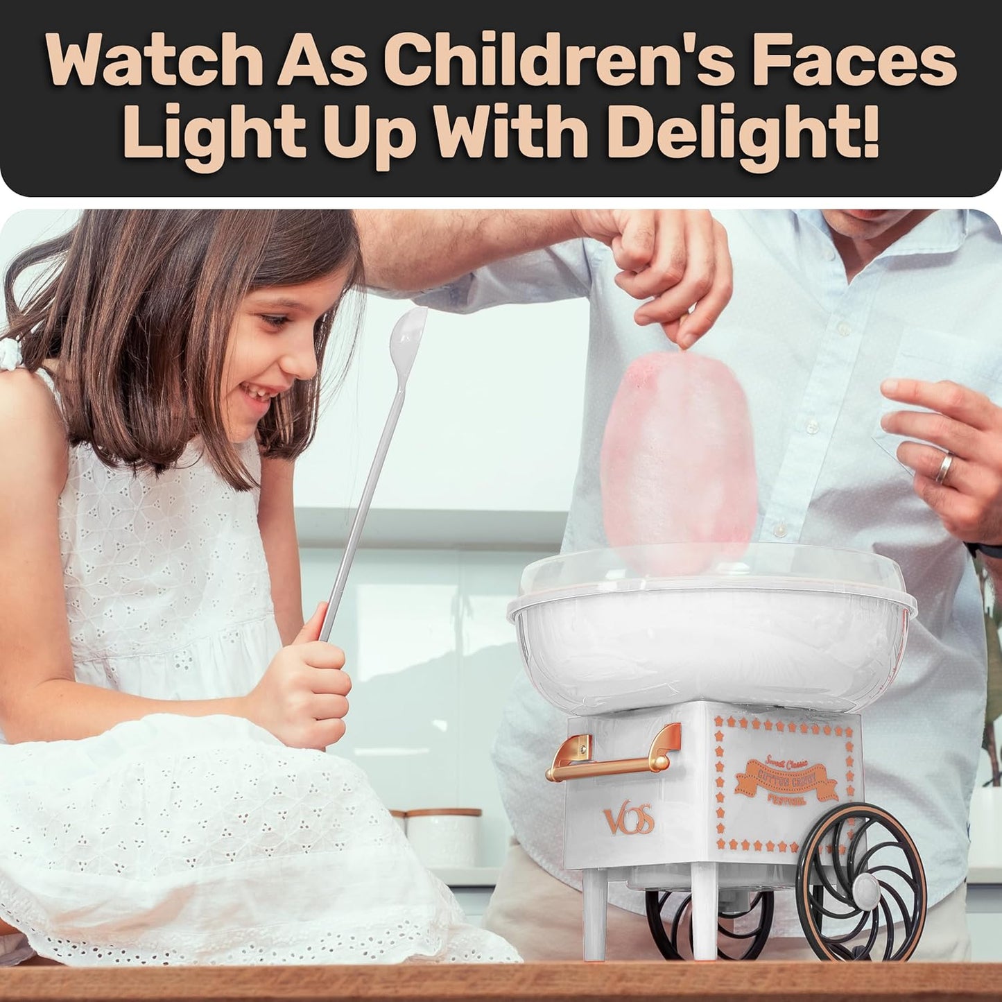 Cotton Candy Machine Kit - White Retro Cotton Candy Maker, Effortless Home Sugar Candy Maker Machine with Comprehensive User-Friendly Guide, Ideal for Parties & Fun Gatherings