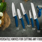 Ceramic Knives Set with Covers - 6 Pcs - Blue