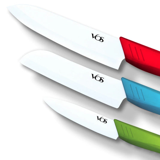 Kitchen Ceramic Knife Set - 3 Pcs With Gift Box - Multicolor