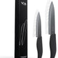 Vos ceramic knives set for kitchen in gift box, set of 2 ceramic knife with cover, 5.5" santoku & 4.5" utility for home cooks, Ultra Sharp, lightweight, rust-free, dishwasher safe (Black handle)