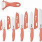 Ceramic Knives Set with Covers - 6 Pcs - Peach color