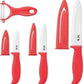 Vos Ceramic Knife Set with Peeler, Ceramic Knives Set For Kitchen, Ultra Sharp Kitchen Knife Set with Covers, 3" 4" 6" Paring, Utility & Chef Knife, Ultra Sharp, Lightweight, Dishwasher safe (Red)