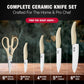 Vos ceramic knives set for kitchen in gift box, 5 ceramic knife with cover with scissors, 3" 4" 5" 6" ultra sharp knives for home cooks, lightweight, rust-free, dishwasher safe (Off-white handle)