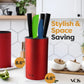 Vos Universal knife Block and Ceramic Kitchen Knives With Peeler, Ceramic Paring Knife 3", 4", 6", Inch Black and Red