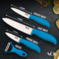 Vos Ceramic Knife Set with Peeler, Ceramic Knives Set For Kitchen, Ultra Sharp Kitchen Knife Set with Covers, 3" 4" 6" Paring, Utility & Chef Knife, Ultra Sharp, Lightweight, Dishwasher safe (Blue)
