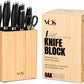 Vos Universal Knife Block - Countertop Knife Block Without Knives - Knife Holder with Non-Slip Base Sturdy Knife Organizer - Space Saving Knife Stand, Sleek & Modern Knife Rack - Bamboo