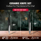 Vos ceramic knives set for kitchen in gift box, set of 2 ceramic knife with cover, 5.5" santoku & 4.5" utility for home cooks, Ultra Sharp, lightweight, rust-free, dishwasher safe (Black handle)