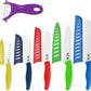 Vos Ceramic Knife with Peeler, Ceramic Knives Set For Kitchen, Ultra Sharp Kitchen Knife Set with Covers, 4"5"6"7"8" Paring, Chef Knife, Santoku & 2 more, Lightweight, Dishwasher safe (Multi-Color)