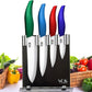 Vos Ceramic Knife Set with Block, Ceramic Knives Set For Kitchen, Ultra Sharp Kitchen Knife Set with Covers, 3" 4" 5" 6" Chef Knife, Utility, Paring & versatile, Light & Dishwasher safe (Multi-Color)