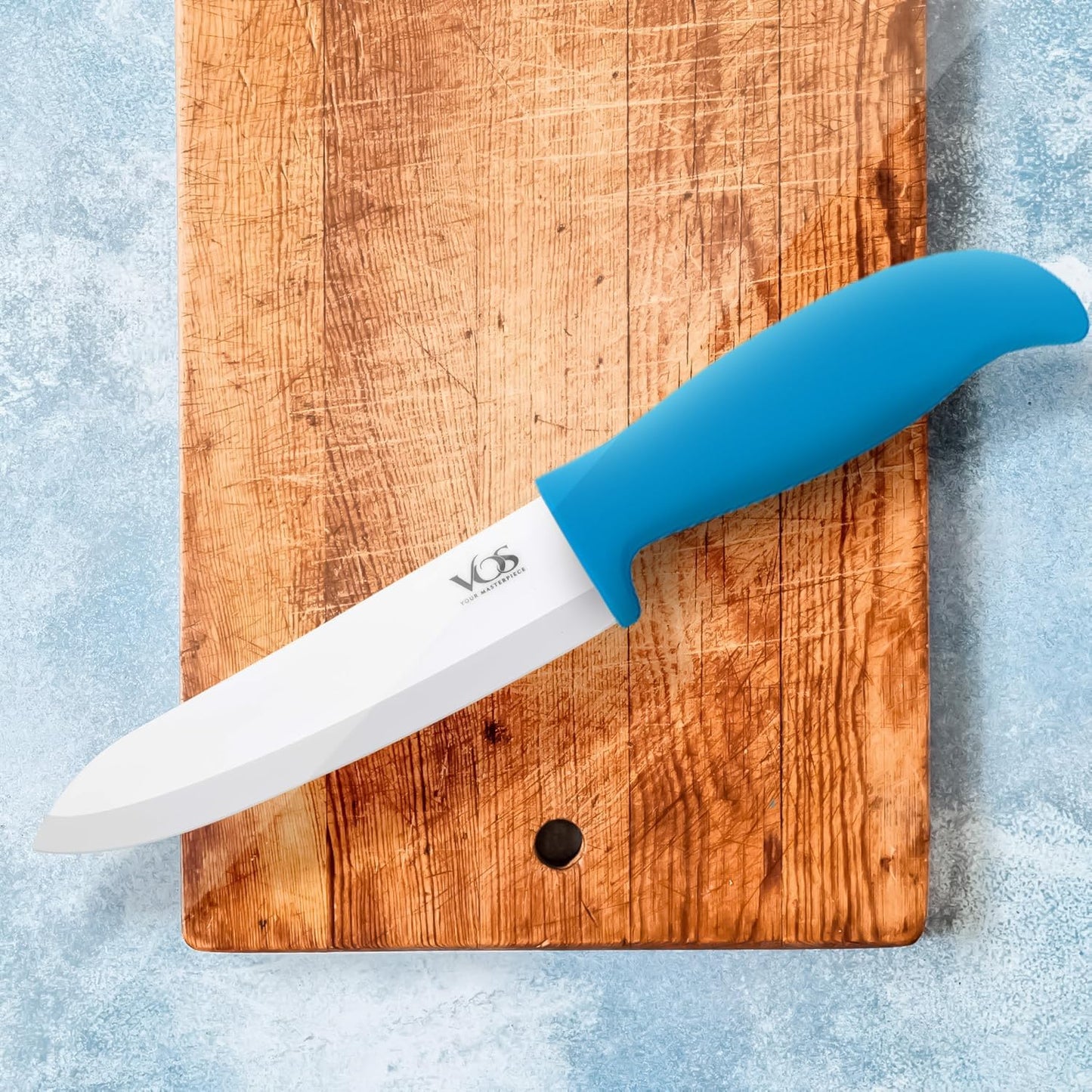 Vos Ceramic Knife Set with Peeler, Ceramic Knives Set For Kitchen, Ultra Sharp Kitchen Knife Set with Covers, 3" 4" 6" Paring, Utility & Chef Knife, Ultra Sharp, Lightweight, Dishwasher safe (Blue)