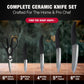 Vos ceramic knives set for kitchen in gift box, 5 ceramic knife with cover with scissors, 3" 4" 5" 6" ultra sharp knives for home cooks, lightweight, rust-free, dishwasher safe (Black handle)