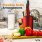 Vos Universal Knife Block and Ceramic Kitchen Knives With Peeler, Ceramic Paring Knife 4", 5", 6", 7", 8" Inch Red