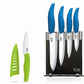 Vos 5-Piece Ceramic Knife Set with Elegant Block plus Extra Paring Knife (Blue & Green)