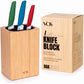 Vos 3-Piece Multicolor Ceramic Knife Set with Large Universal Oak Knife Block
