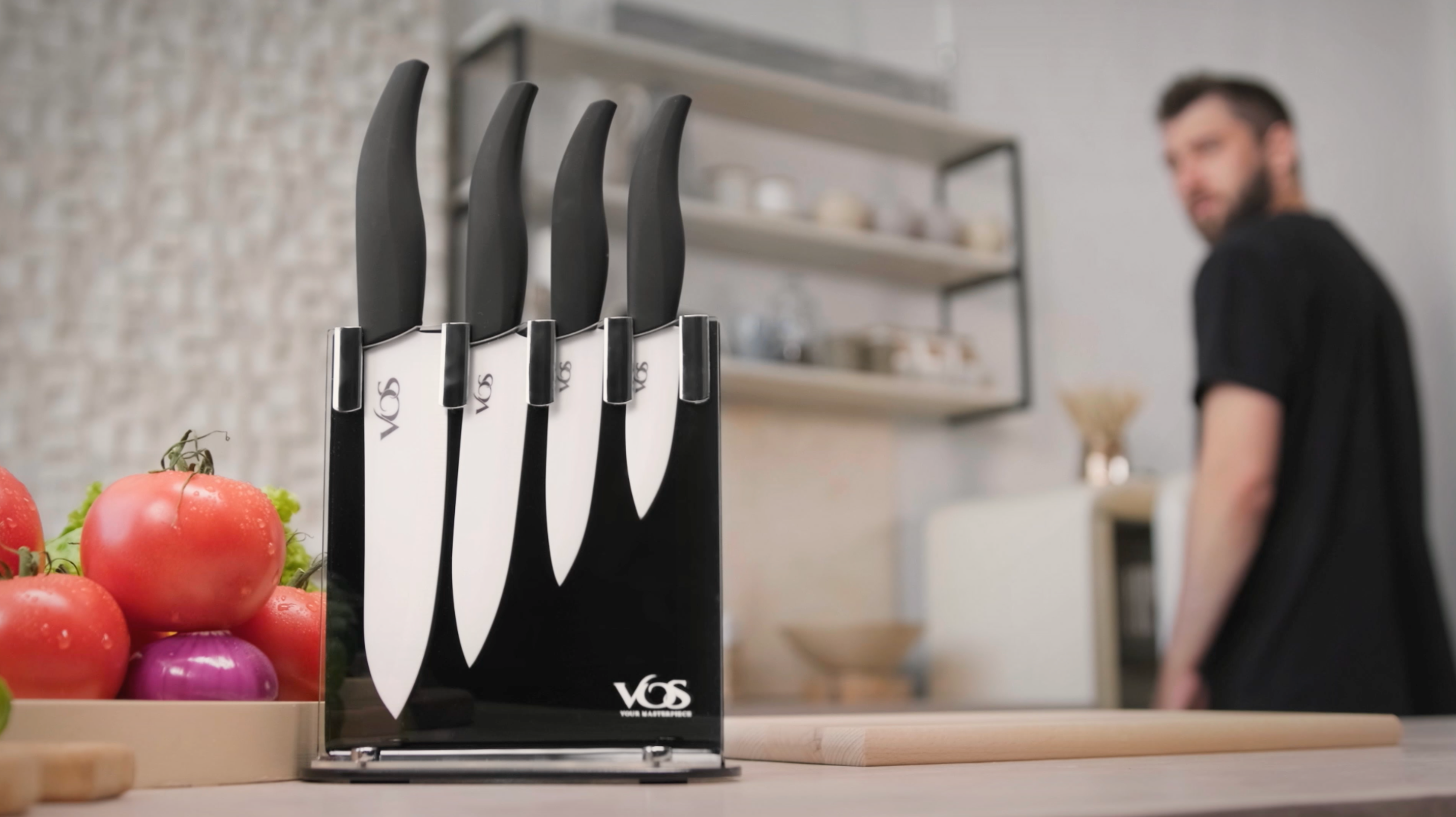 Ceramic Knives Set with Covers - 6 Pcs - Black – Vosknife