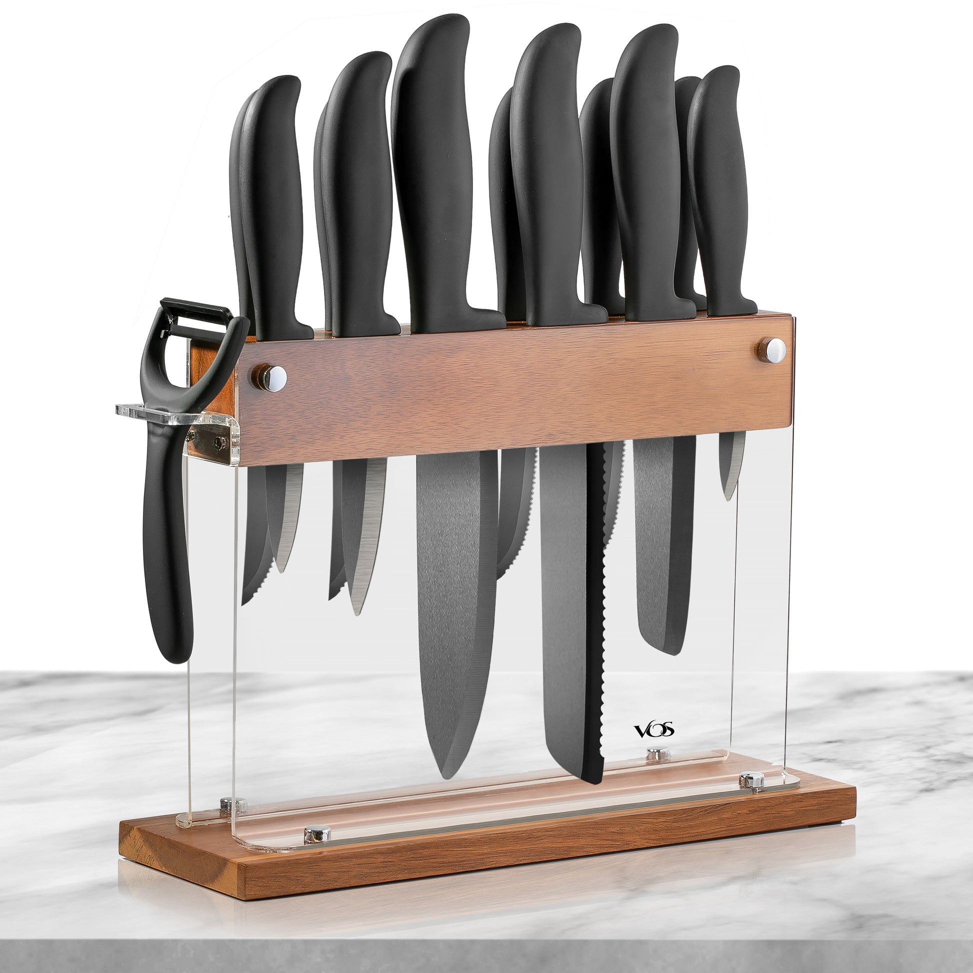 Vos 7 Piece Ceramic Knife Set Chef Kitchen Paring and Utility Knives Elegant Box