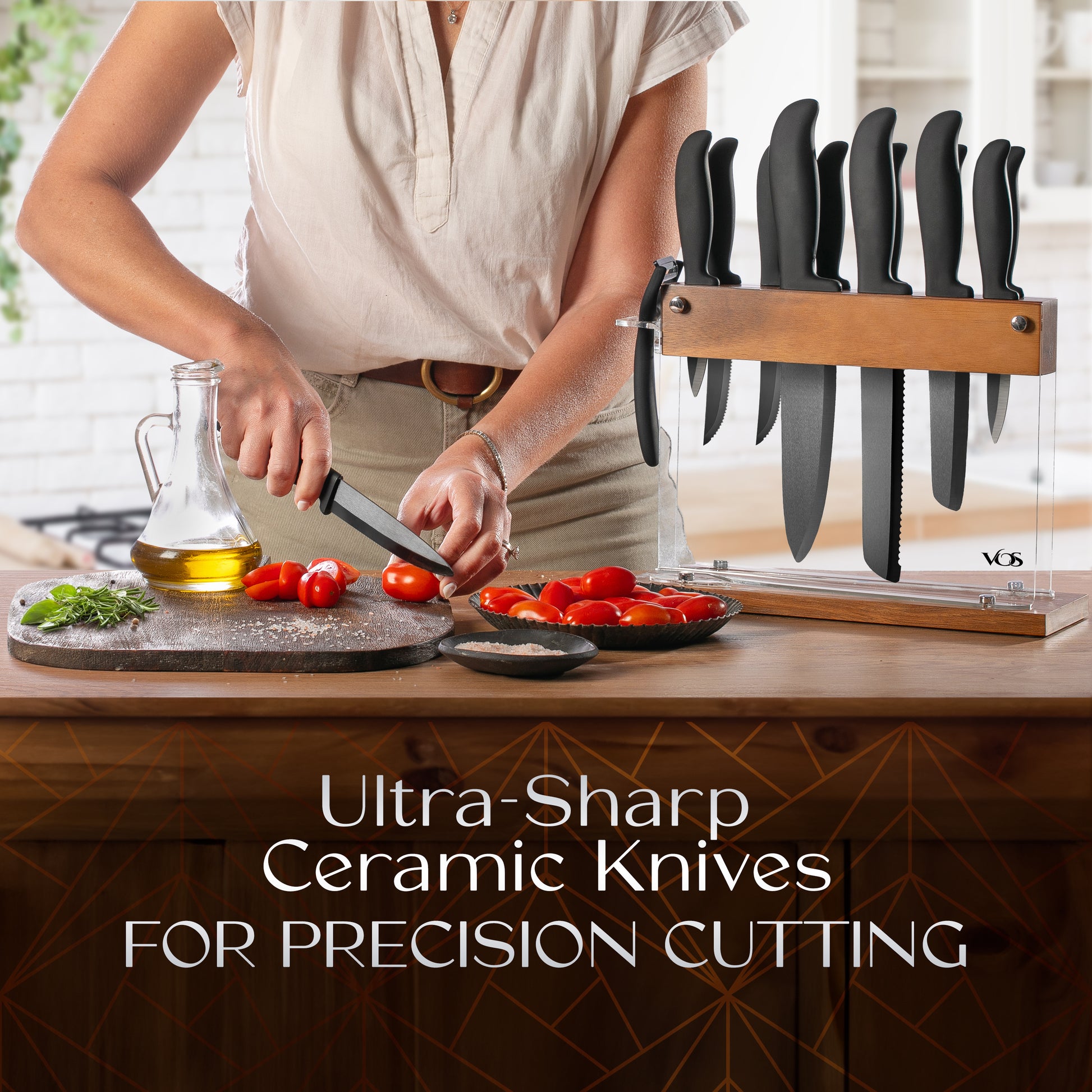 Stainless Steel Knife Set with Block - 13 Kitchen Knives Set Chef