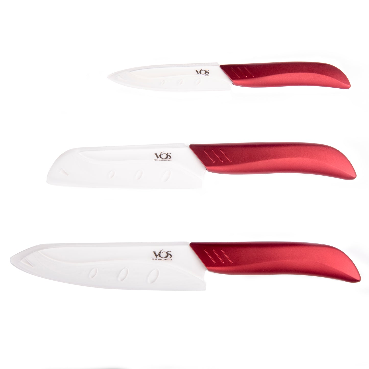 Kitchen Ceramic Knife Set - 3 Pcs With Gift Box - Red