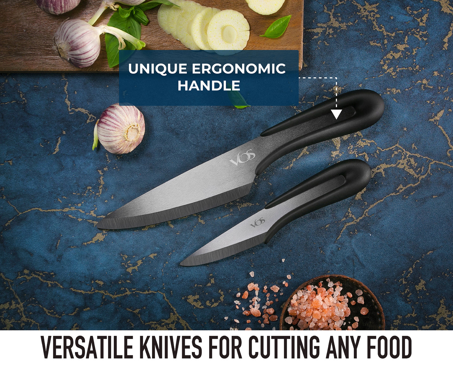 Ceramic Knives Set with Covers - 6 Pcs - Black – Vosknife