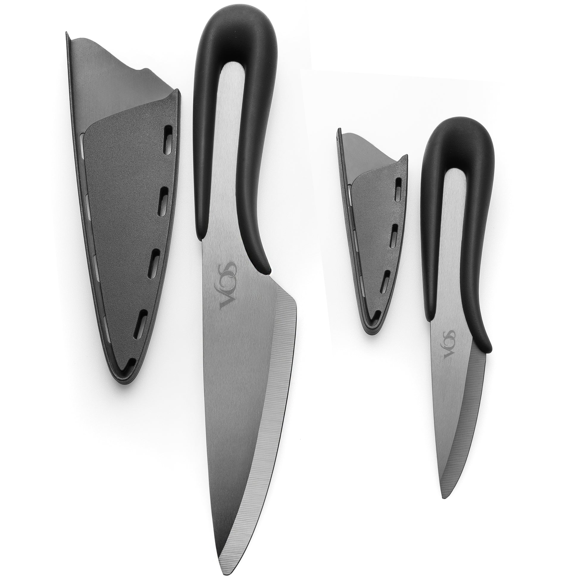 Ceramic 4 Pcs Knife Set with Knives Holder - Black – Vosknife