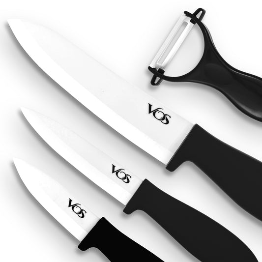 Ceramic Knife Set - 3 Knives & a Peeler - Black