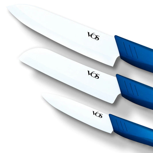 Kitchen Ceramic Knife Set - 3 Pcs With Gift Box - Blue