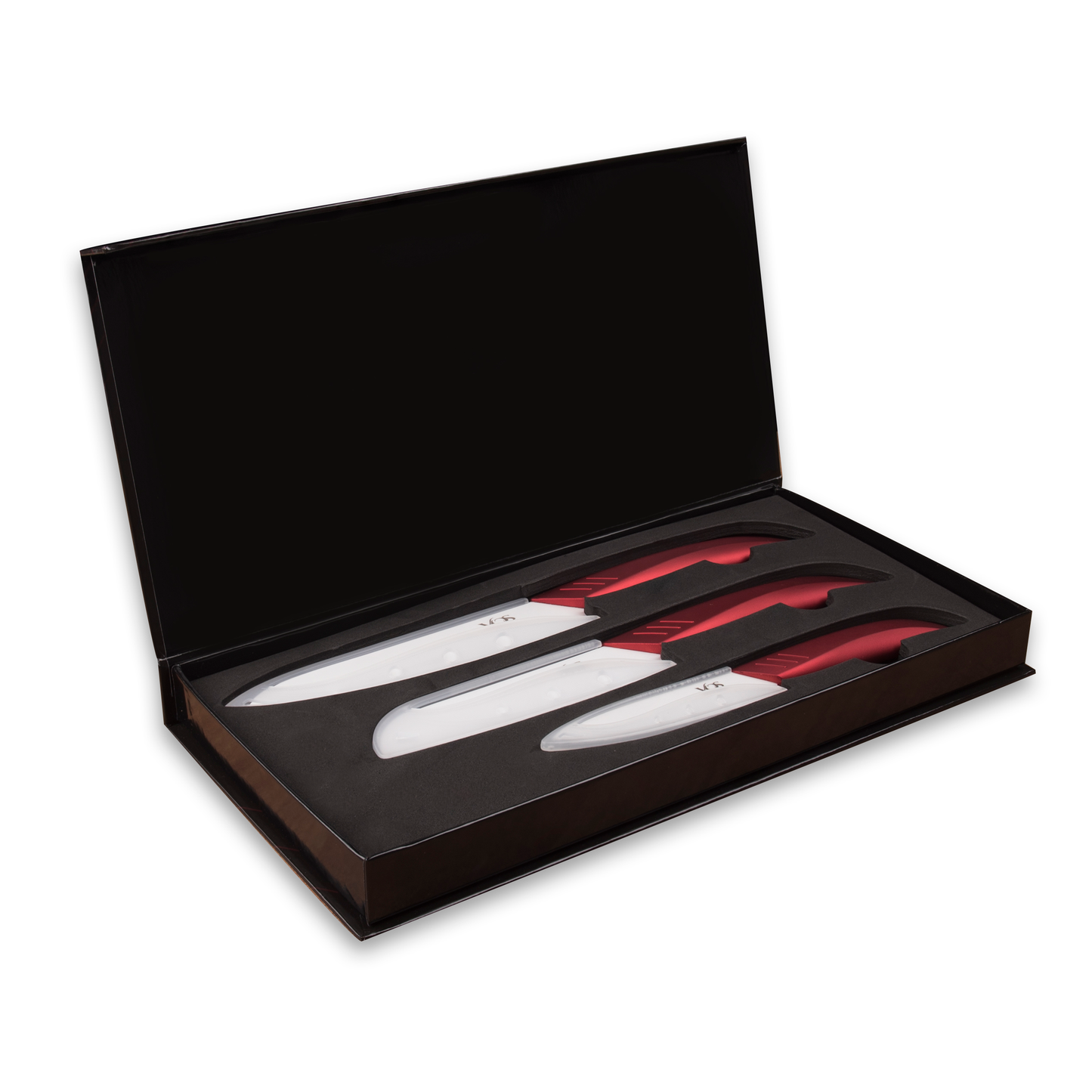 Kitchen Ceramic Knife Set - 3 Pcs With Gift Box - Red